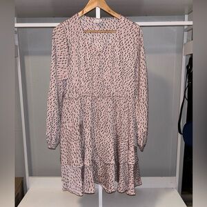 Arula Pink and Black Spotted Tiered Ruffle Mini Dress